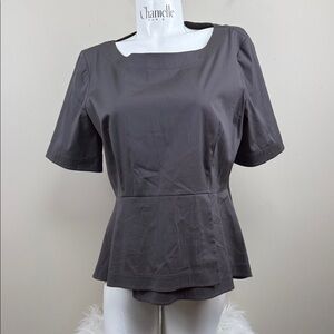 LAFAYETTE 148 New York Women's Gray Peplum short sleeve Top 14